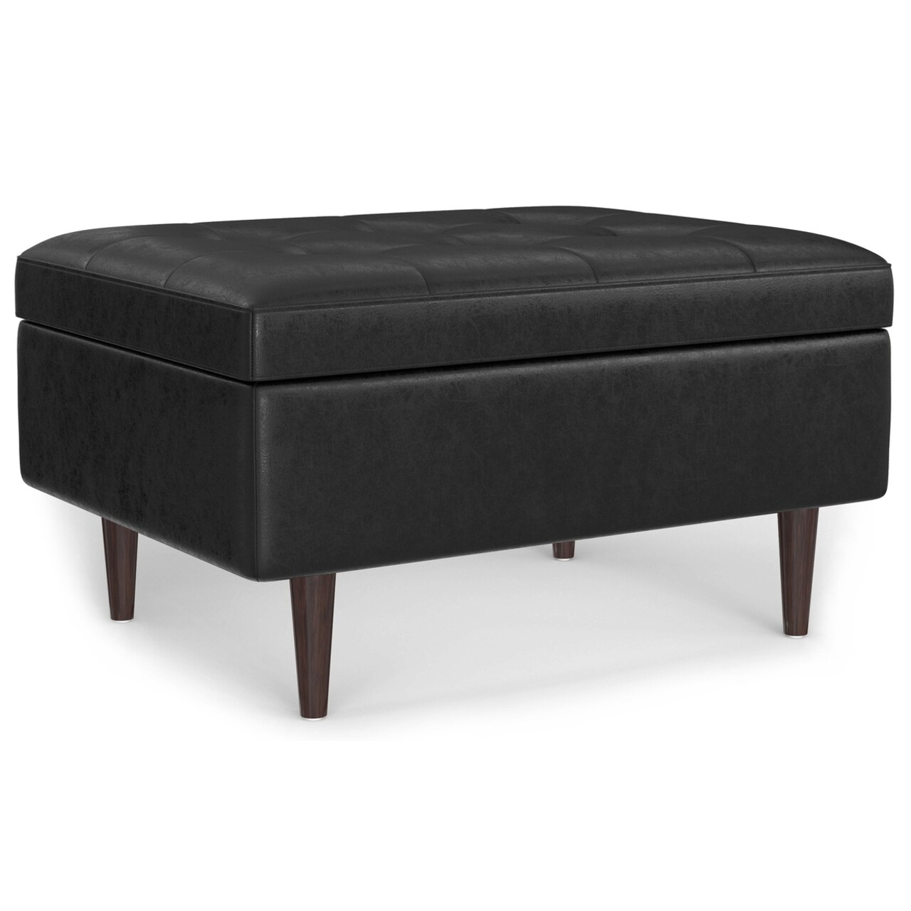 Simplihome Shay 34"Mid Century Modern Square Storage Ottoman Faux Leather